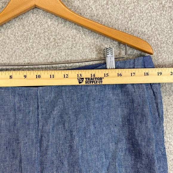 J. Jill love linen pull on pants L chambray elastic high rise Lagenlook beachy - Picture 3 of 10